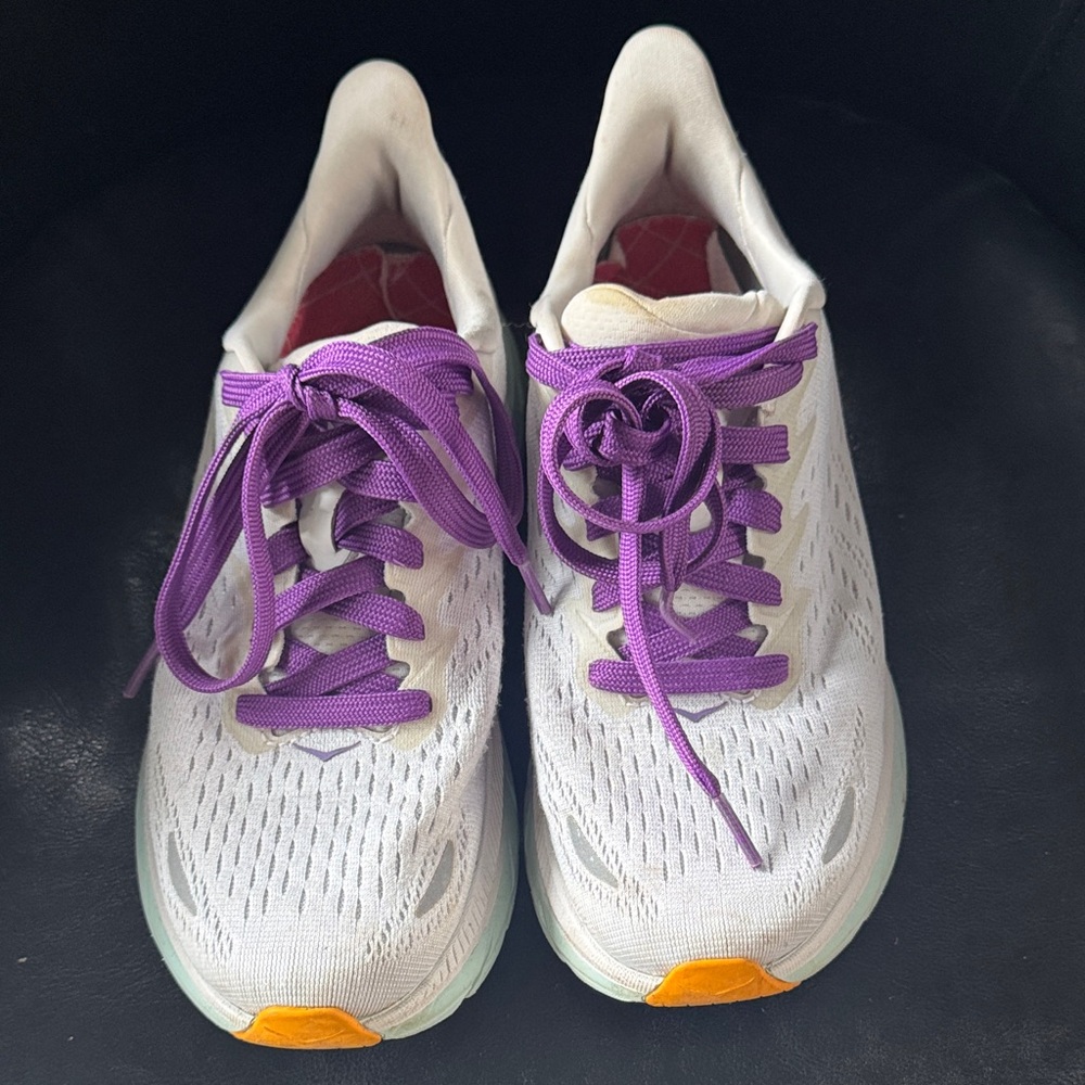 Hoka White and Purple Athletic Shoes